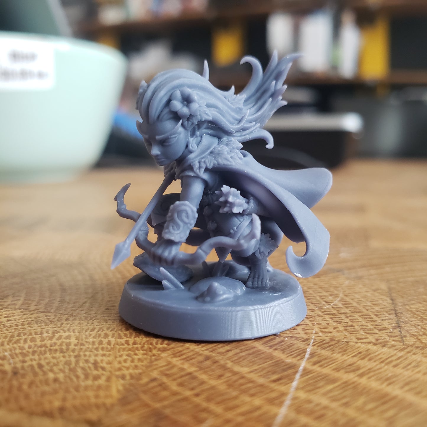 Image is a photo of a 3D printed gnome ranger gaming miniature printed in-house at All Systems Go