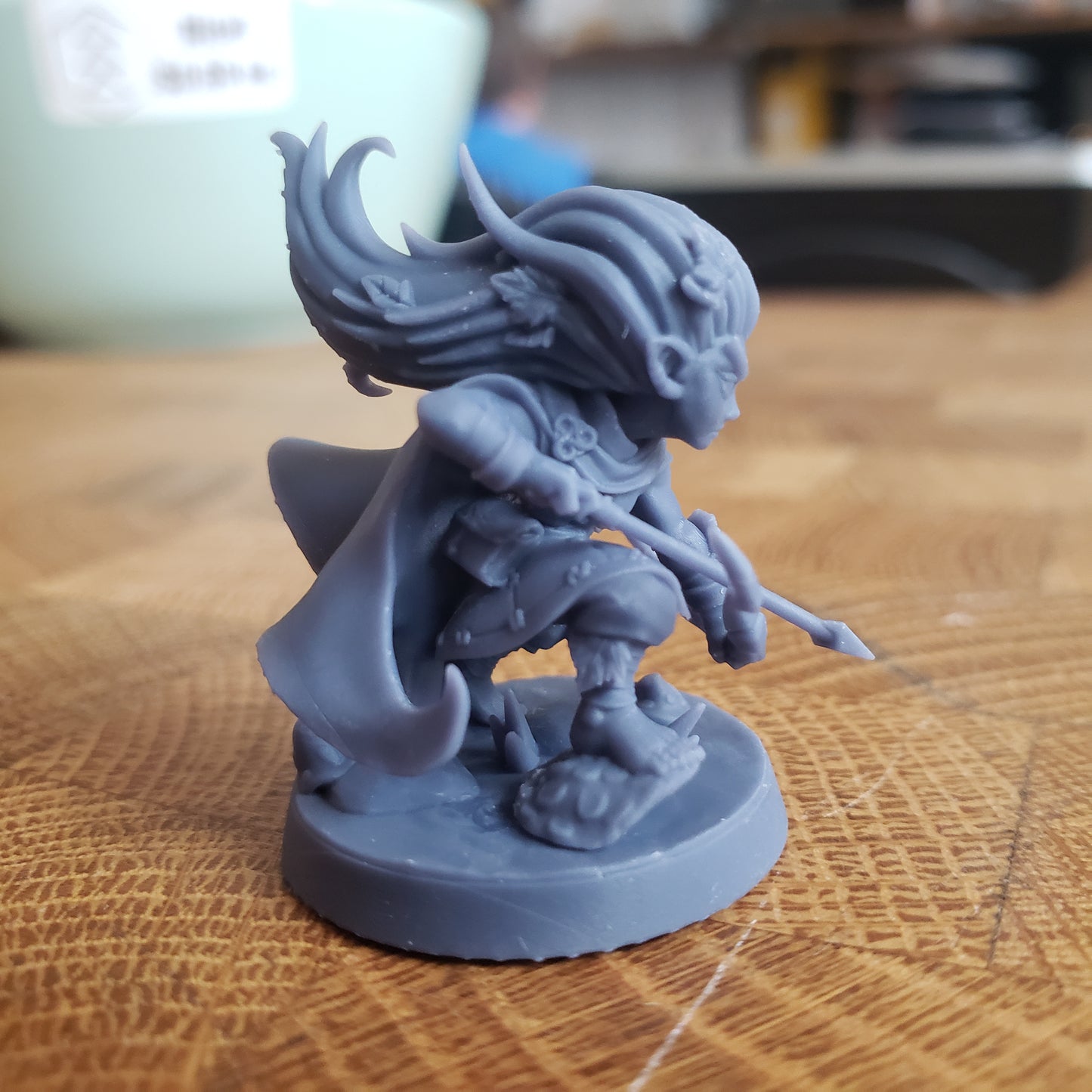 Image is a photo of a 3D printed gnome ranger gaming miniature printed in-house at All Systems Go