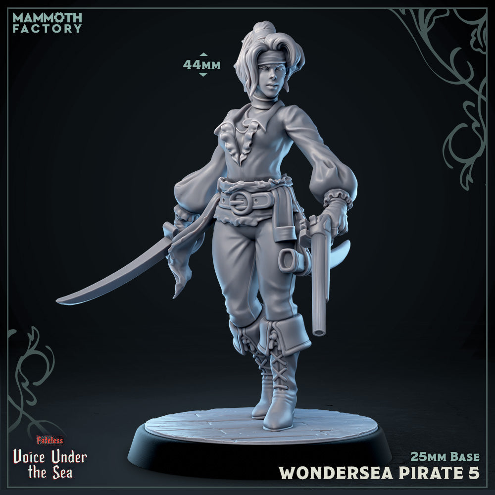 Image shows a 3D render of a human pirate gaming miniature.