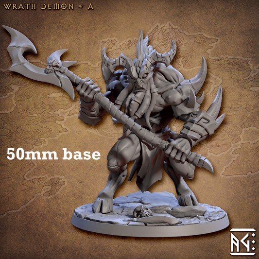 Image shows 3D renders of two sculpt options for a hooved demon gaming miniature.