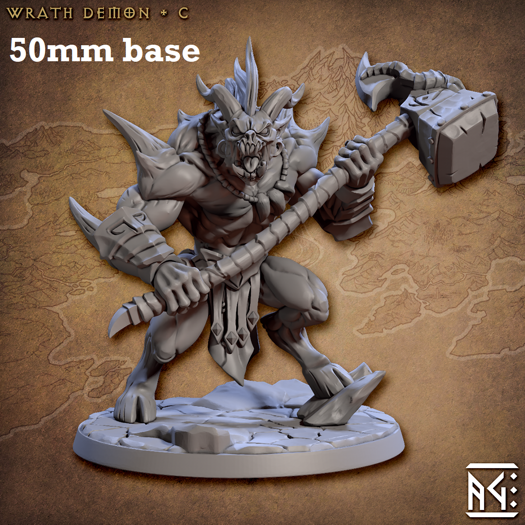Image shows 3D renders of two sculpt options for a hooved demon gaming miniature.
