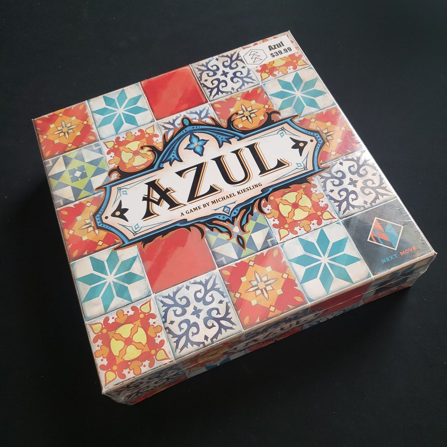 Image shows the front cover of the box for the Azul board game