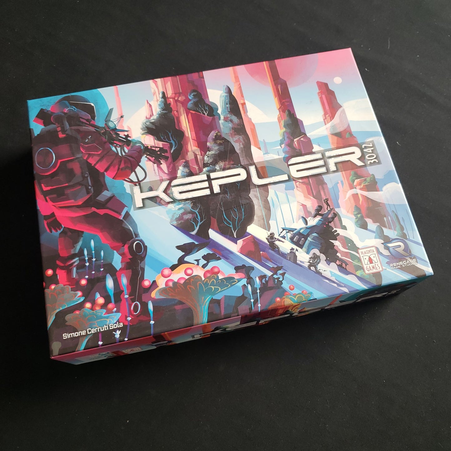 Image shows the front cover of the box of the Kepler-3042 board game
