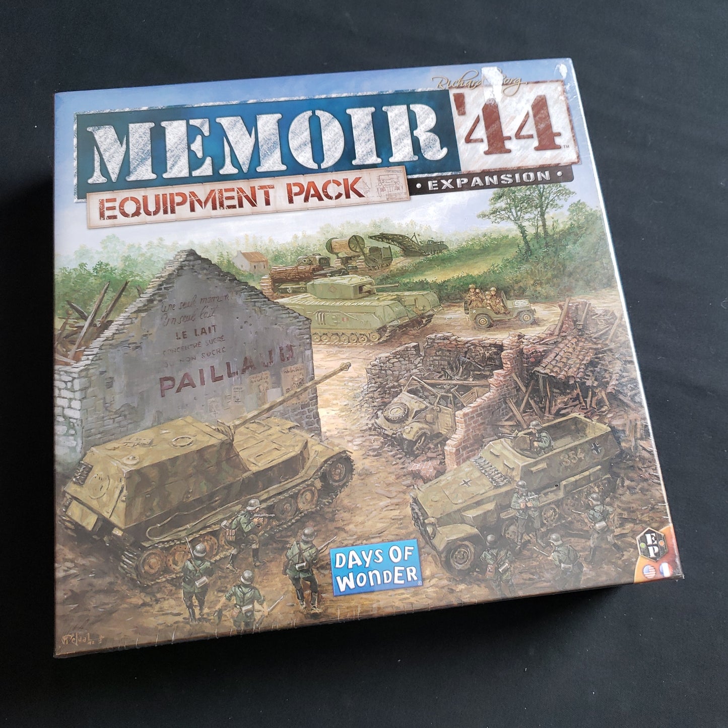 Image shows the front cover of the box of the Equipment Pack expansion for the Memoir 44 board game