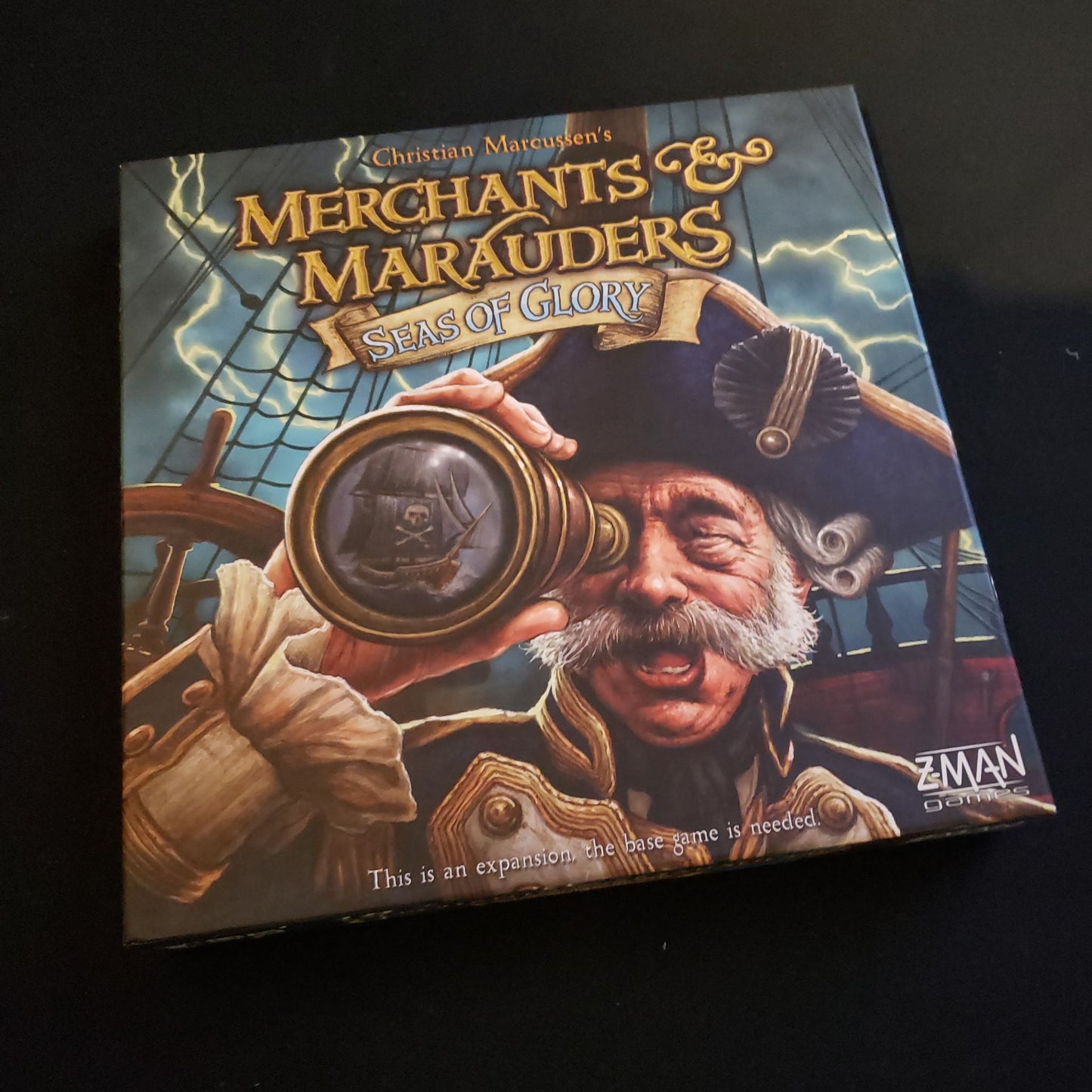 Merchants and Marauders board game: Seas of Glory expansion- front cover of box