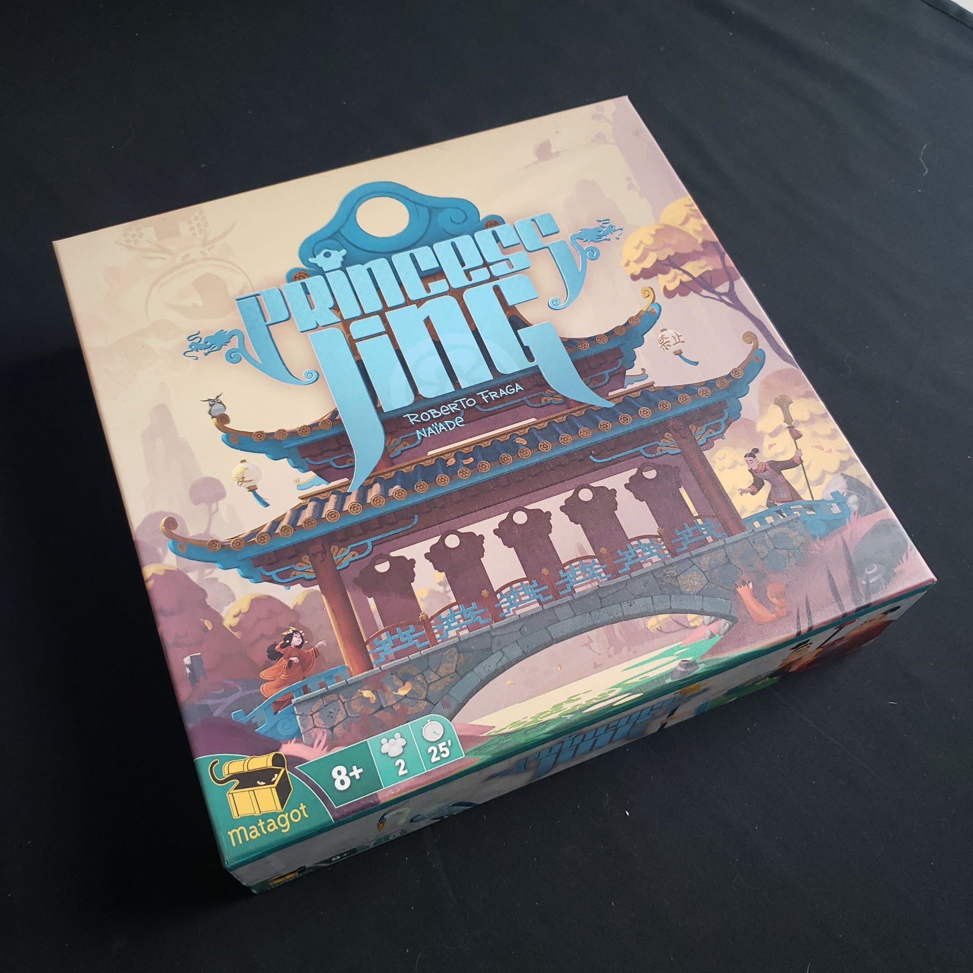 Image shows the front cover of the box of the Princess Jing board game