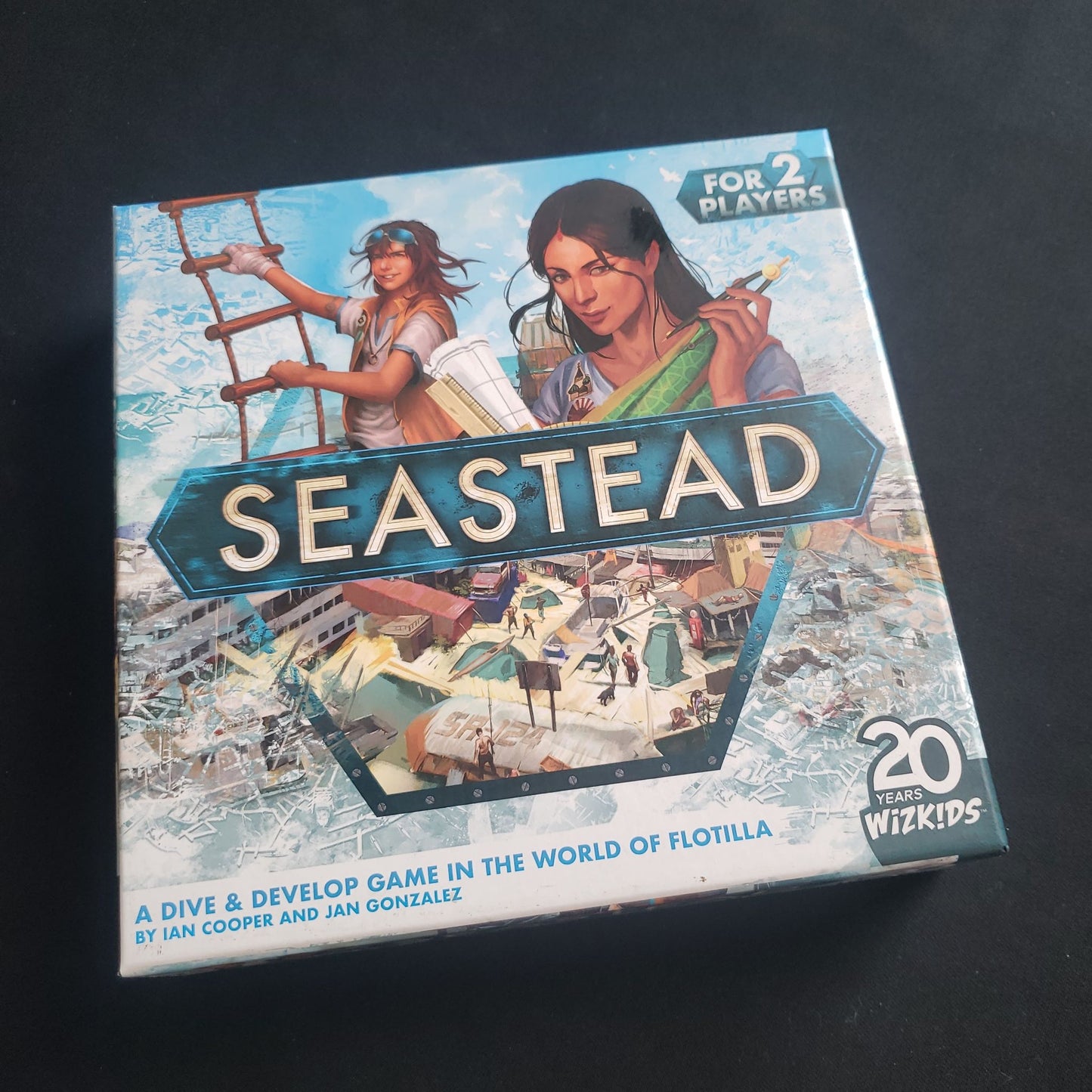 Seastead board game - front cover of box