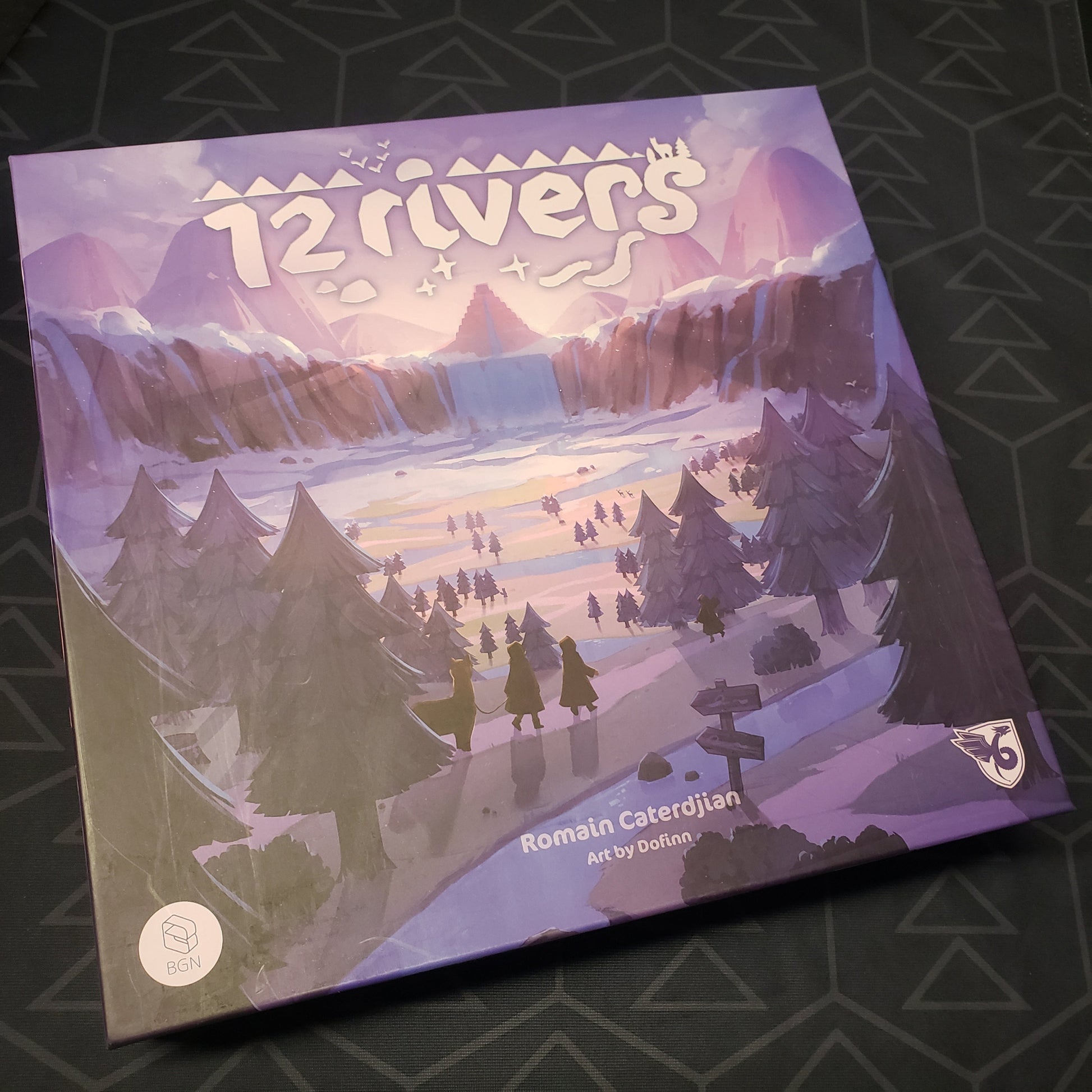 Image shows the front cover of the box for the 12 Rivers (Second Edition) board game