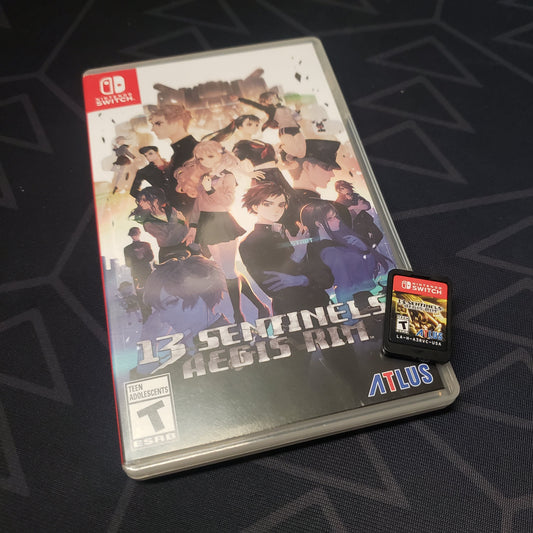 Image shows the case & cartridge for the video game 13 Sentinels: Aegis Rim for Nintendo Switch