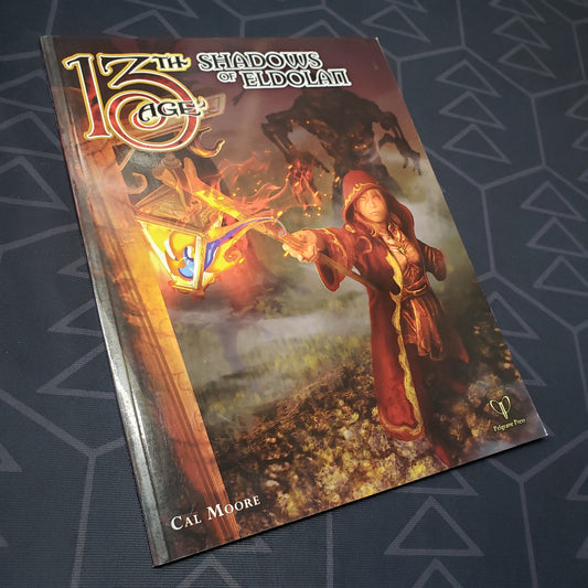Image shows the front cover of the Shadows of Eldolan book for the roleplaying game 13th Age