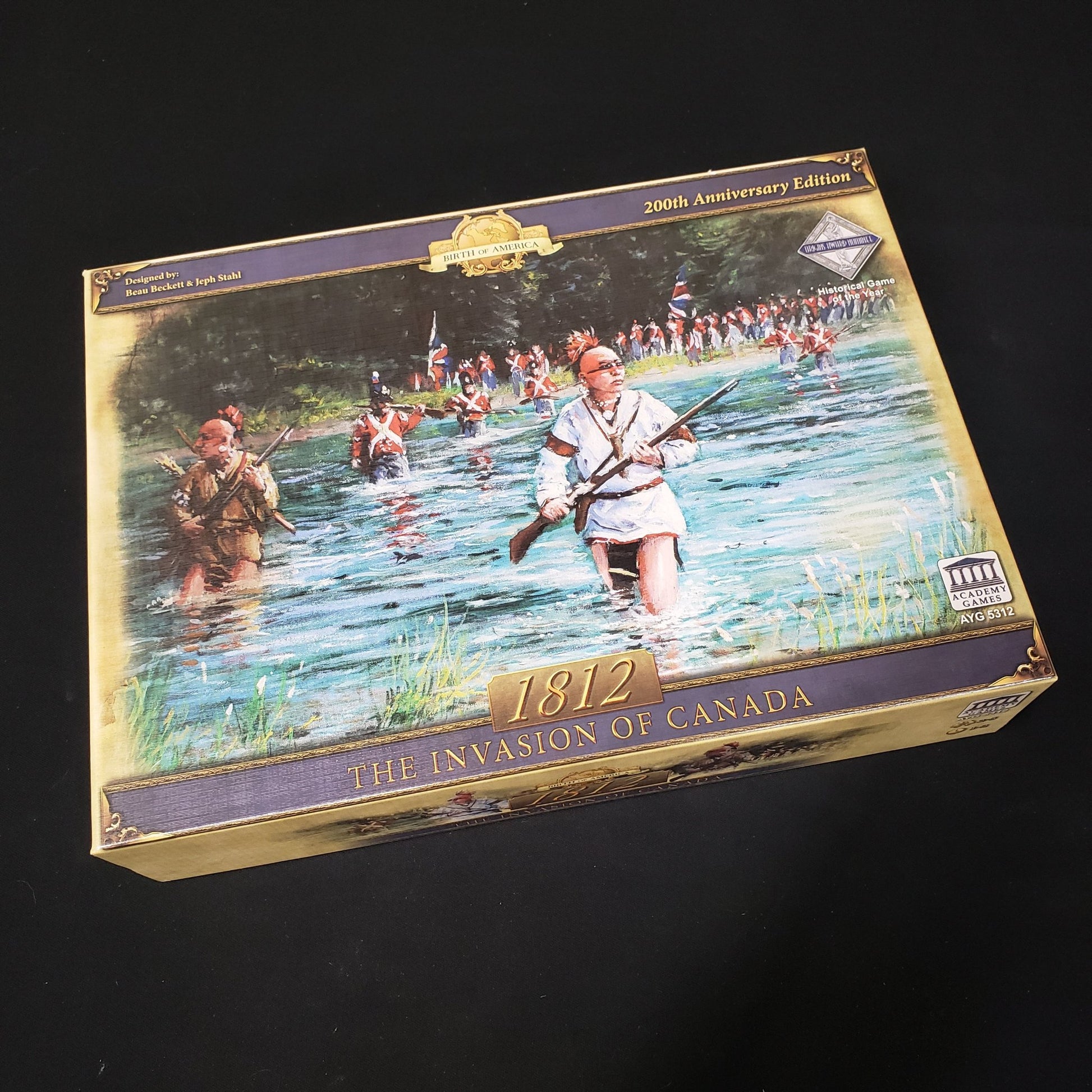 Image shows the front cover of the box of the 1812: The Invasion of Canada board game