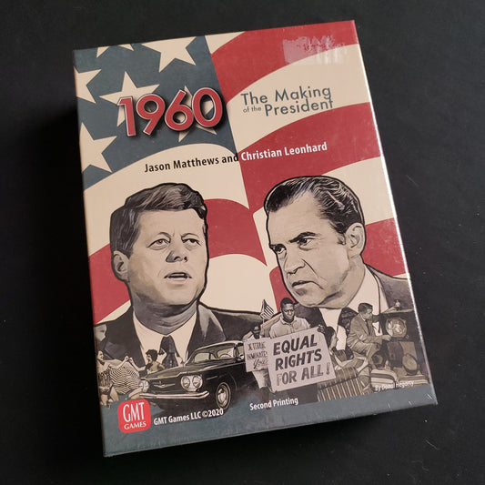 Image shows the front cover of the box of the 1960: The Making of the President board game