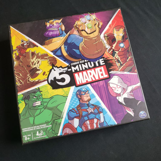 Image shows the front cover of the box of the 5-Minute Marvel board game