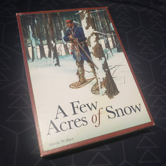 Image shows the front cover of the box for the board game A Few Acres of Snow (First Edition)