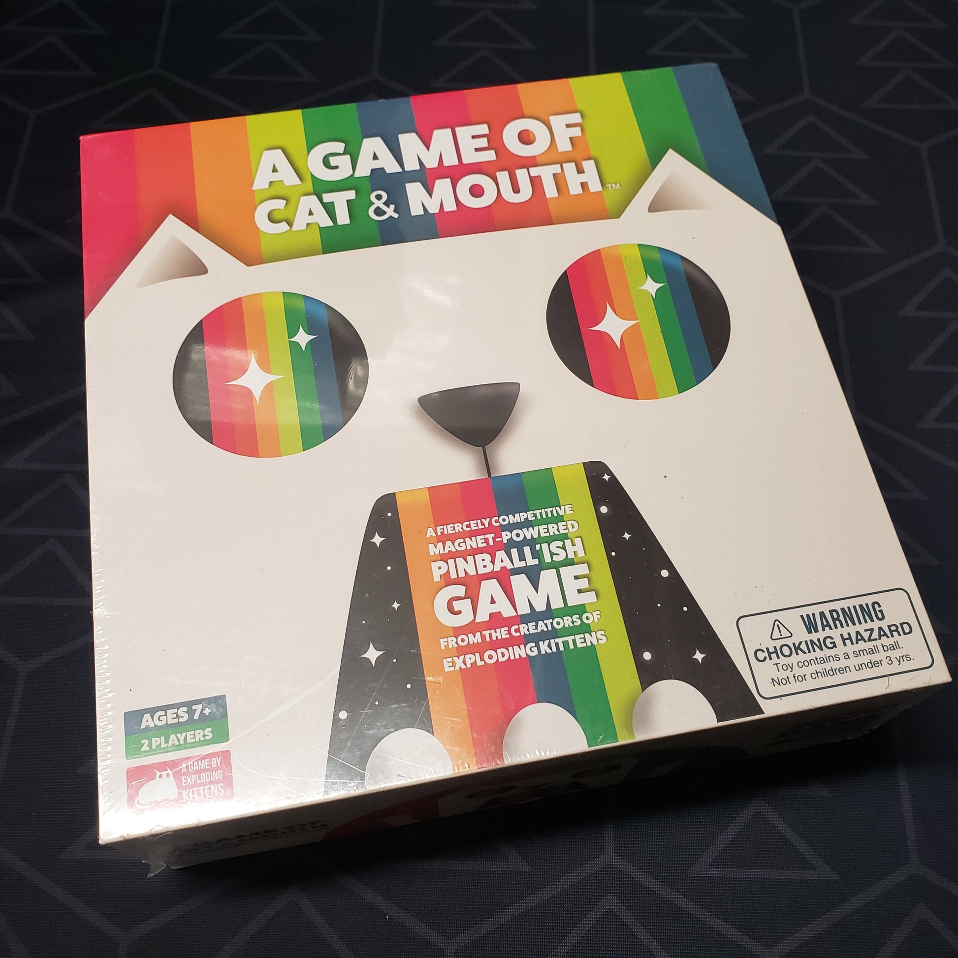 Image shows the front cover of the box of the A Game of Cat & Mouth board game