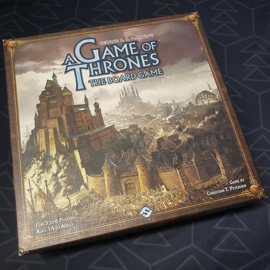 Image shows the front cover of the box of the Game of Thrones board game