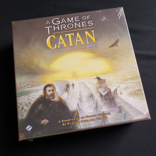 Image shows the front cover of the box of the Game of Thrones Catan board game