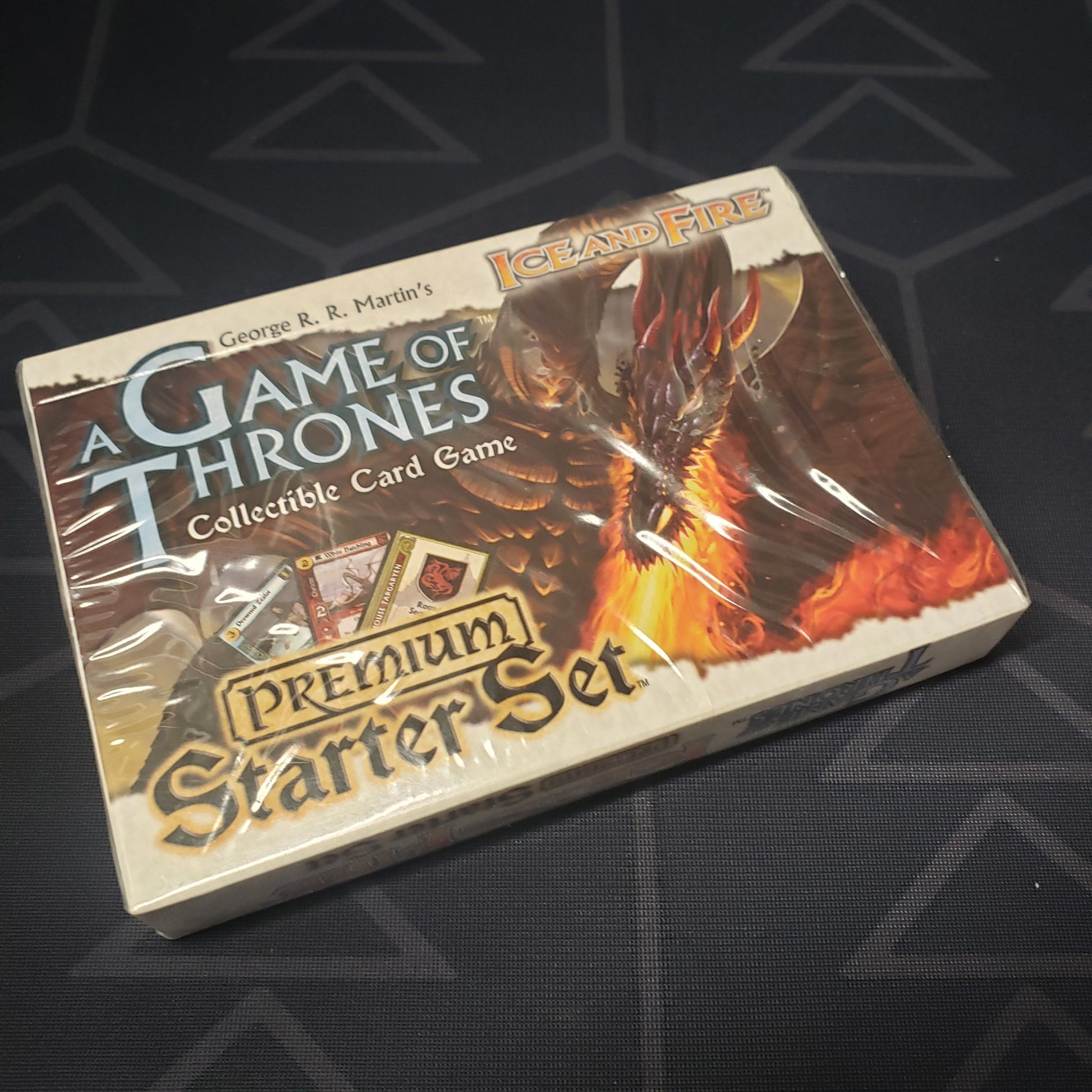 Image shows the front cover of the box of the Premium Starter Set for the Game of Thrones collectible card game