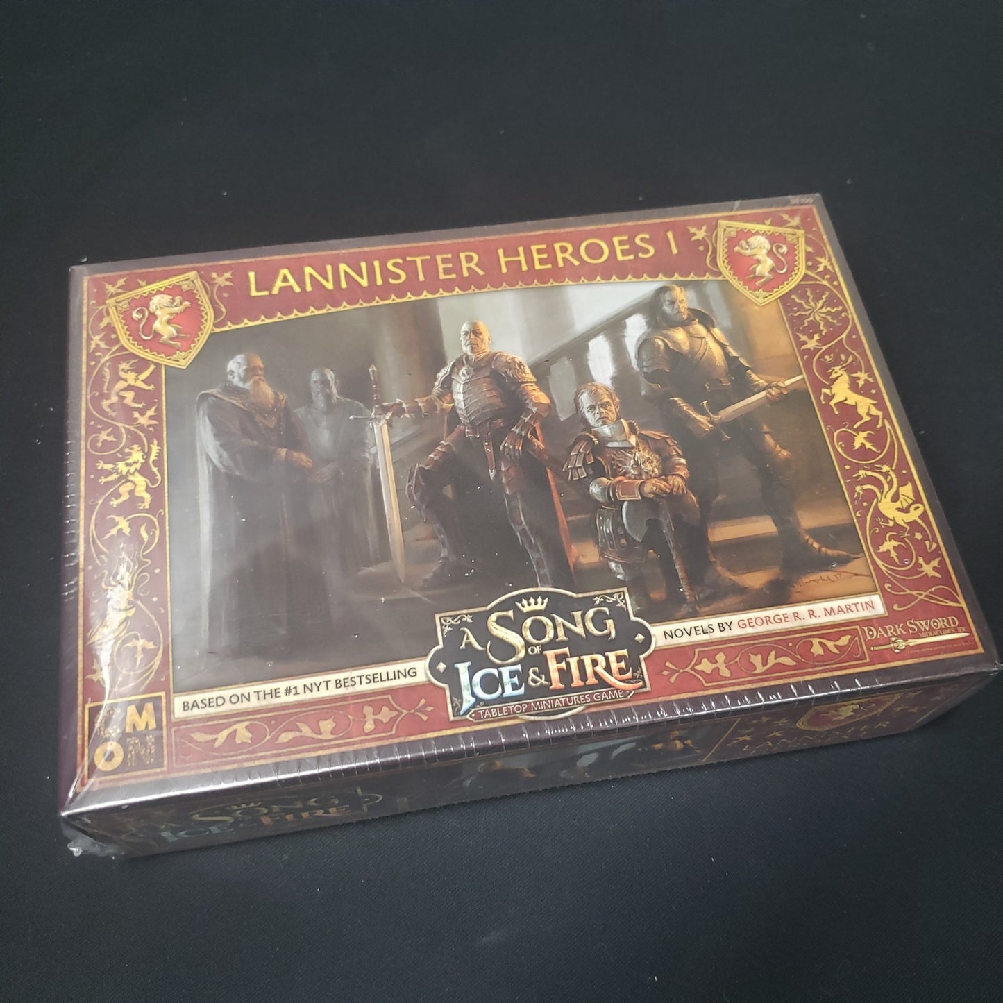 Image shows the front cover of the box for the Lannister Heroes I expansion from the A Song of Ice & Fire Miniatures Game