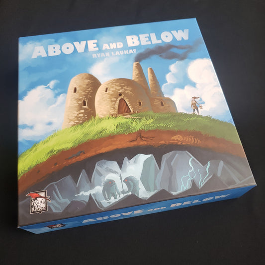 Image shows the front cover of the box of the Above and Below board game