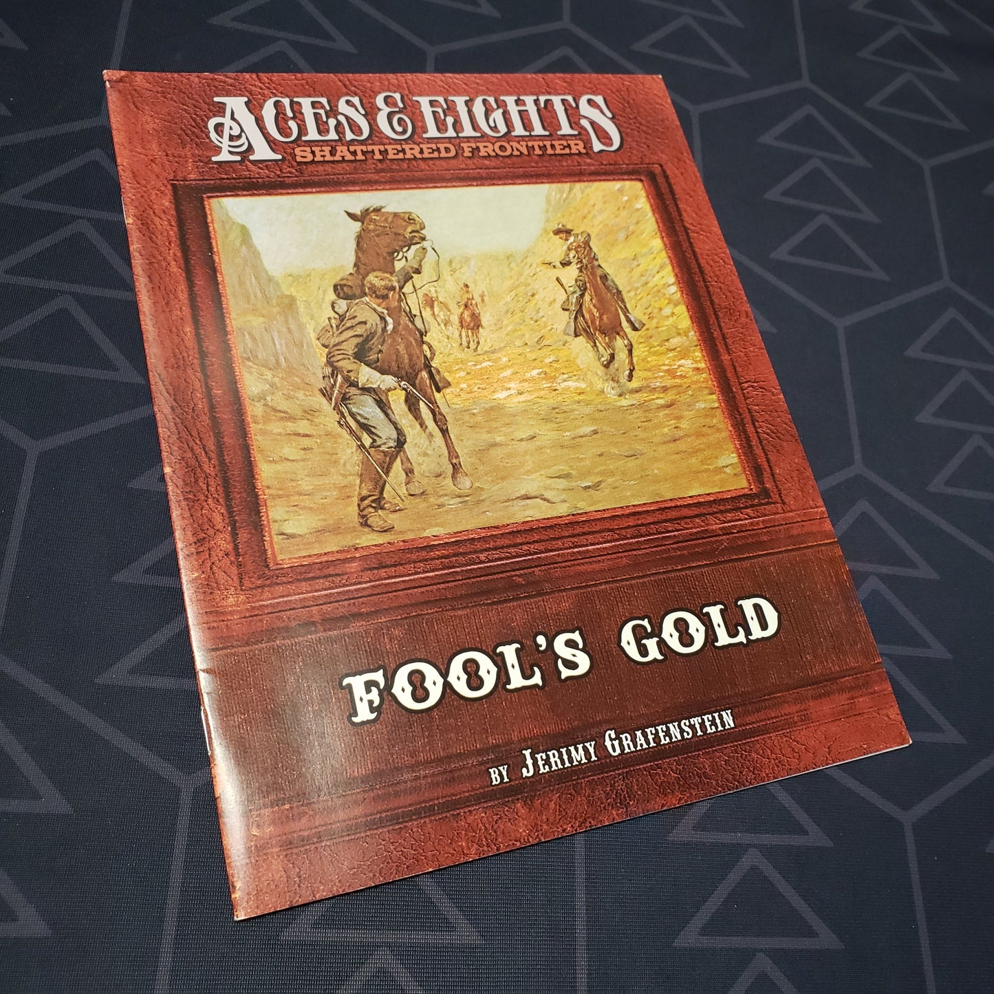 Image shows the front cover of the Fool's Gold book for the roleplaying game Aces & Eights: Shattered Frontier