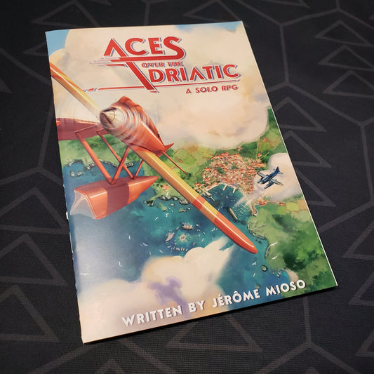 Image shows the front cover of the Aces Over the Adriatic roleplaying game book