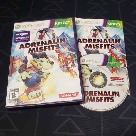 Image shows the case, manual & disc for the video game Adrenalin Misfits for Xbox 360