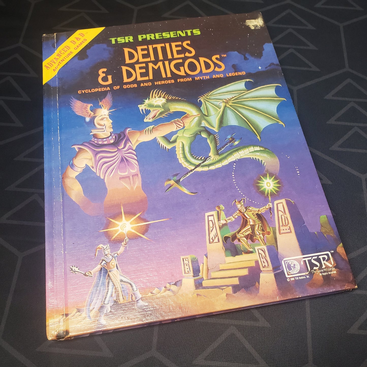 Image shows the front cover of the Deities & Demigods roleplaying game book for first edition Dungeons $ Dragons