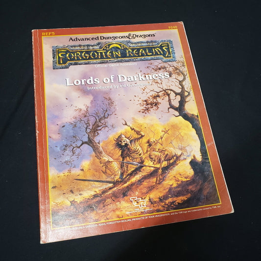 Image shows the front cover of the Lords of Darkness book for the roleplaying game Advanced Dungeons & Dragons: First Edition