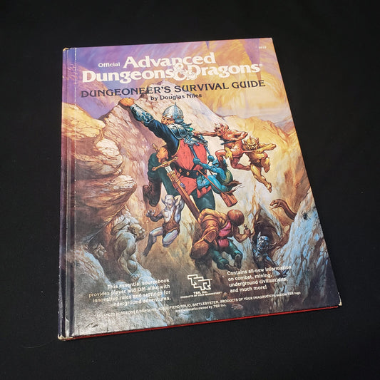 Image shows the front cover of the Dungeoneer's Survival Guide book for the roleplaying game Advanced Dungeons & Dragons: First Edition