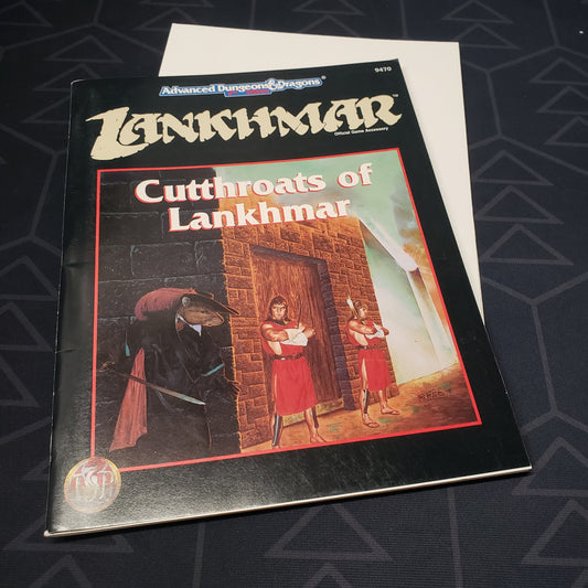 Image shows the front cover of the folio for the Cutthroats of Lankhmar adventure module for the roleplaying game Advanced Dungeons & Dragons: Second Edition, with the booklet fanned out