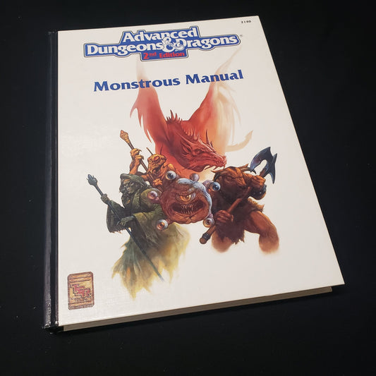 Image shows the front cover of the Monstrous Manual book for the roleplaying game Advanced Dungeons & Dragons: Second Edition