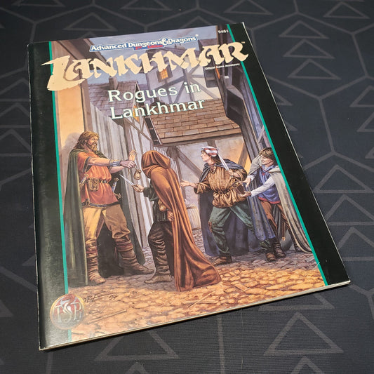Image shows the front cover of the Rogues in Lankhmar adventure module book for the roleplaying game Advanced Dungeons & Dragons: Second Edition