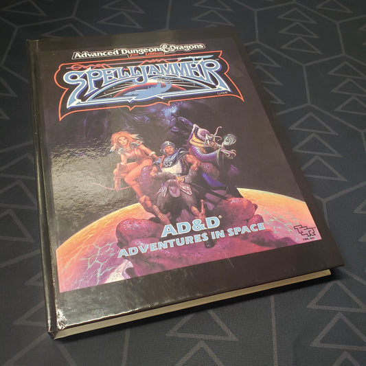 Image shows the front cover of the print-on-demand hardcover edition of Spelljammer: Adventures in Space book for the roleplaying game Advanced Dungeons & Dragons 2E