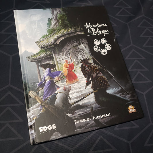 Image shows the front cover of the Tomb of Iuchiban book for the roleplaying game Adventures in Rokugan