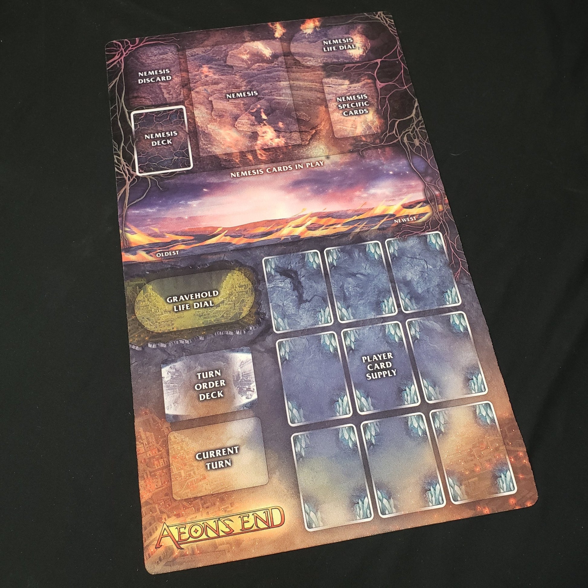 Image shows the playmat for the board game Aeon's End