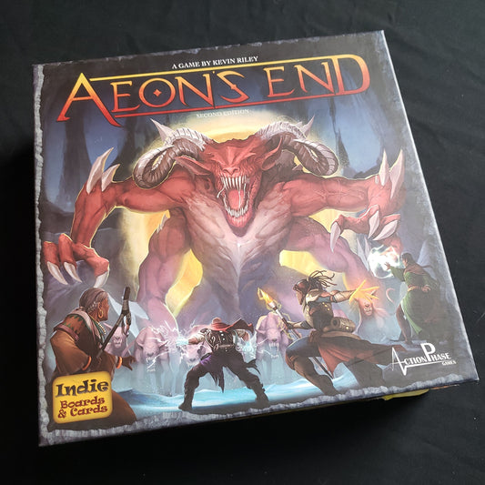 Image shows the front cover of the box of the Aeon's End board game