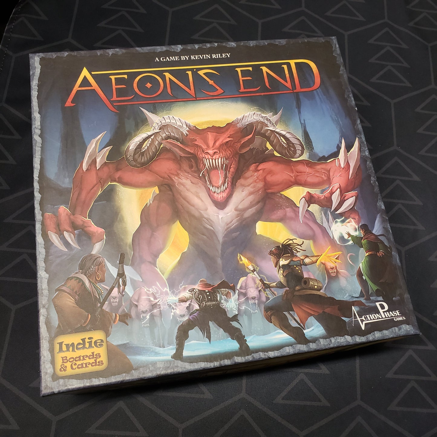 Image shows the front cover of the box for the Aeon's End (First Edition) board game