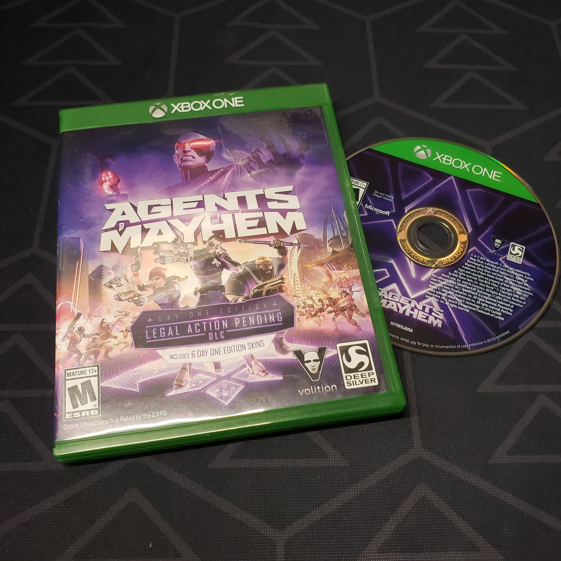 Image shows the case and disc for the video game Agents of Mayhem for Xbox One