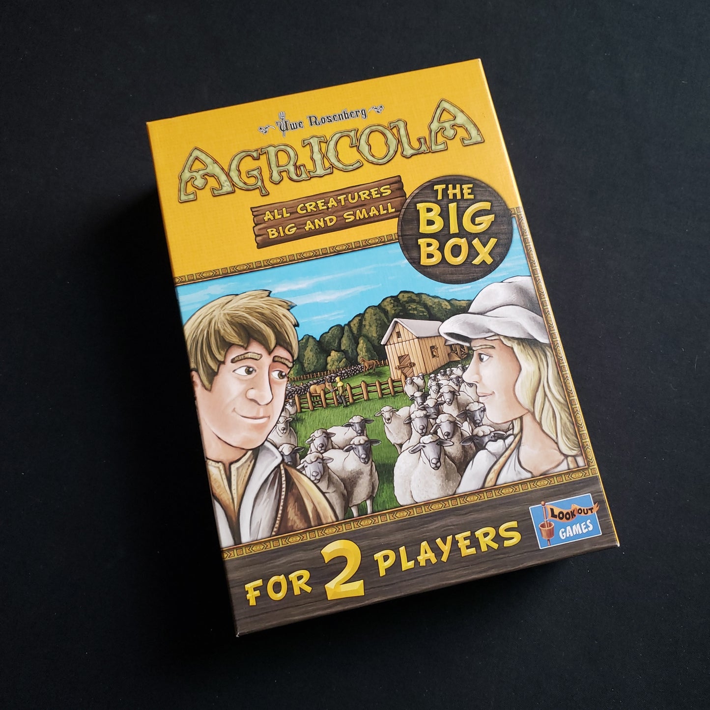 Image shows the front cover of the Big Box edition of the Agricola: All Creatures Big & Small board game