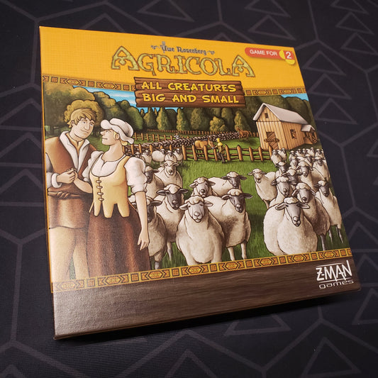 Image shows the front cover of the box for the Agricola: All Creatures Big and Small board game