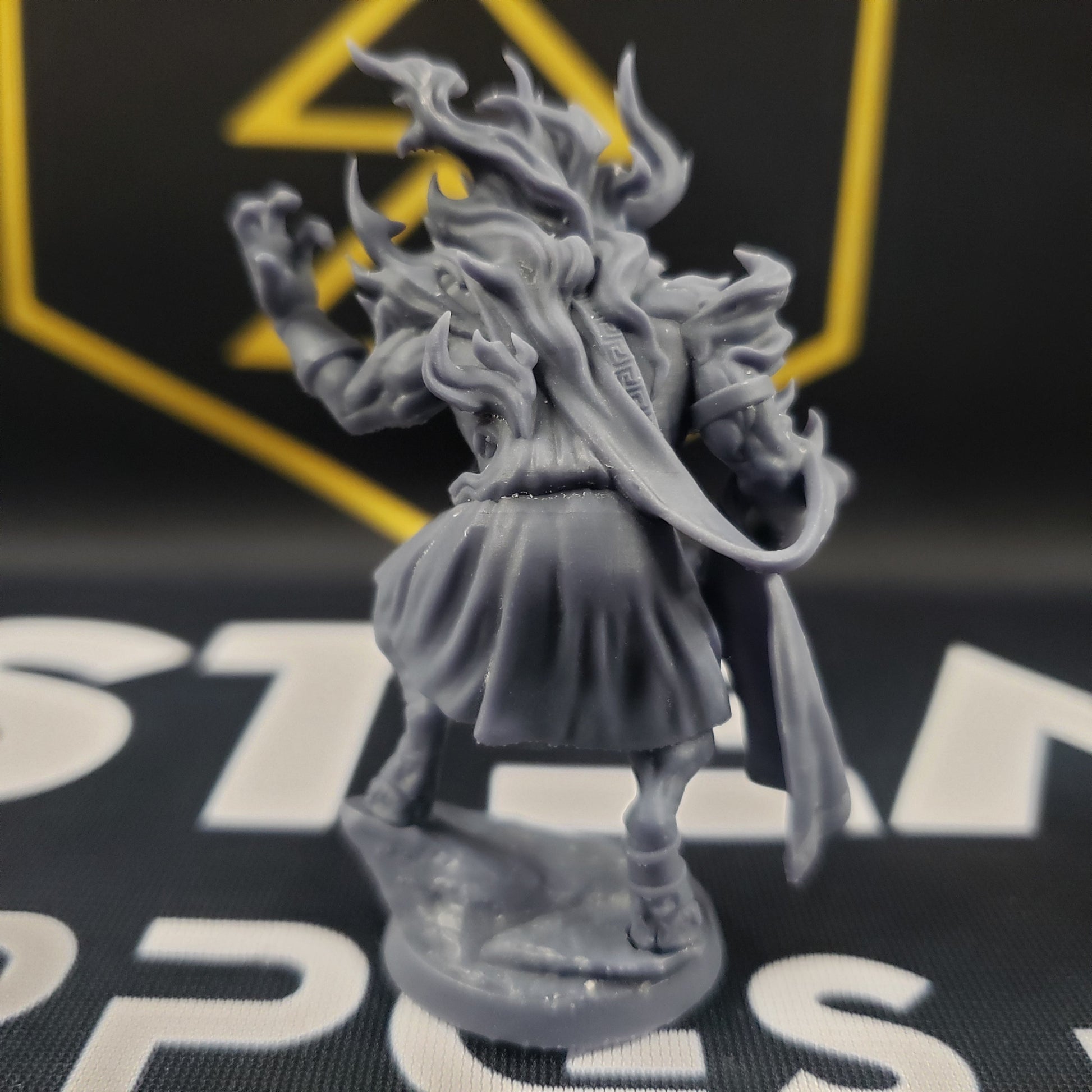 Image shows a 3D printed minotaur god gaming miniature.