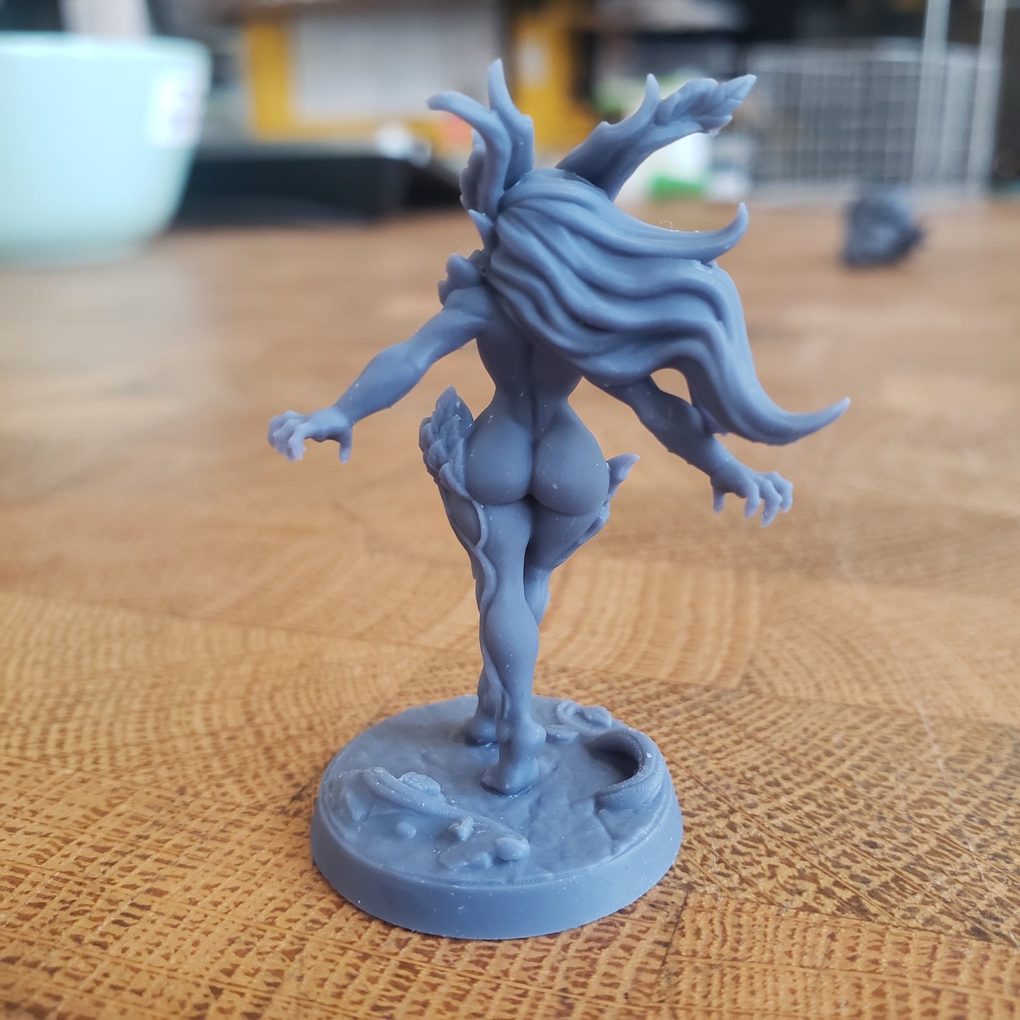 Image shows an example of a 3D printed dryad gaming miniature printed in-house at All Systems Go