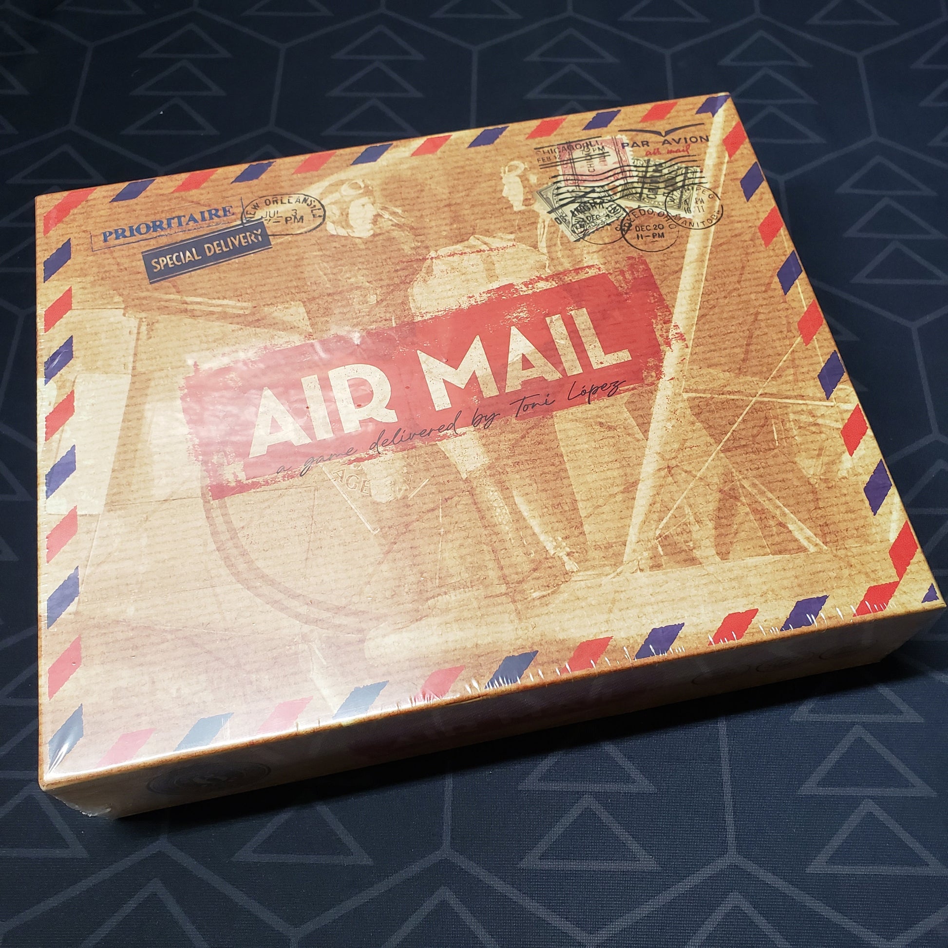 Image shows the front cover of the box for the Air Mail board game