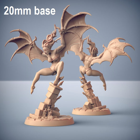 Image shows an 3D render of a winged vampire horror gaming miniature