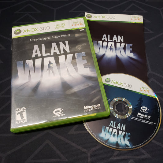 Image shows the case, manual and disc for the video game Alan Wake for Xbox 360