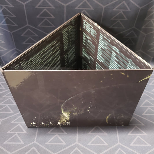 Image shows the Game Mother's Screen for the ALIEN roleplaying game displayed in a triangle