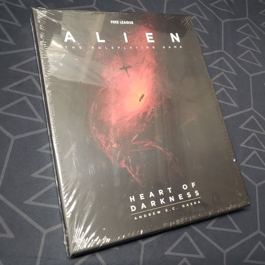 Image shows the front cover of the Heart of Darkness box for the roleplaying game ALIEN