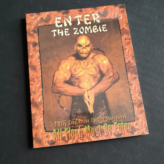 Image shows the front cover of the Enter the Zombie book for the All Flesh Must Be Eaten roleplaying game