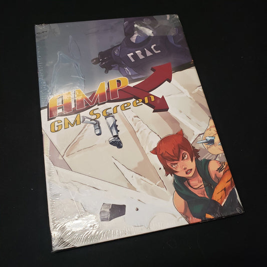 Image shows the front cover of the GM Screend for the roleplaying game AMP: Year One
